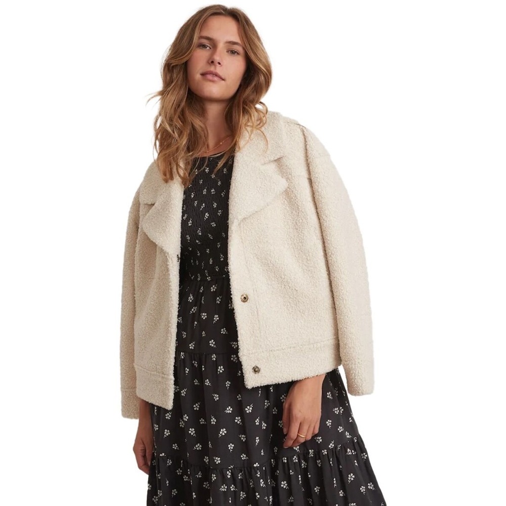 NWT Marine Layer Women’s Quebec Sherpa Jacket, Antique White, Size Large - Picture 2 of 13